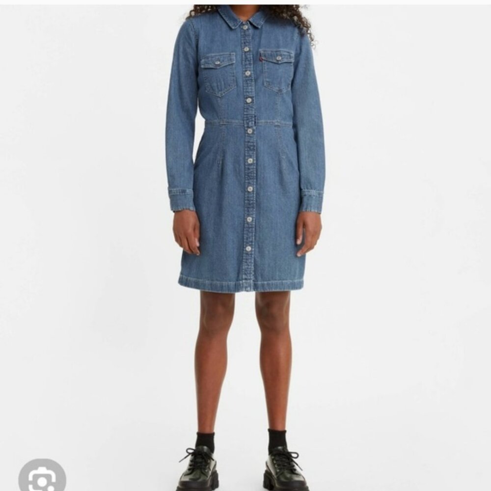 Levi's  | Classic Western Denim Snap Front Shirt Dress | Size XL - Picture 10 of 10